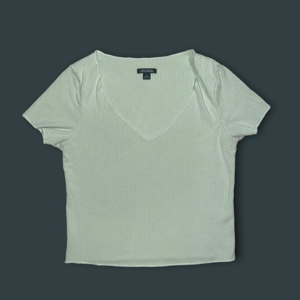 Light Green V-Neck Crop Top